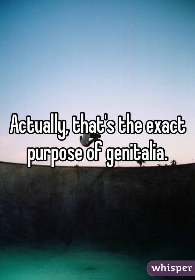 Actually, that's the exact purpose of genitalia. 