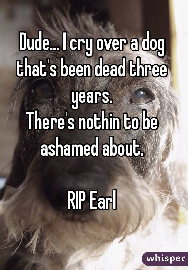 Dude... I cry over a dog that's been dead three years. 
There's nothin to be ashamed about. 

RIP Earl