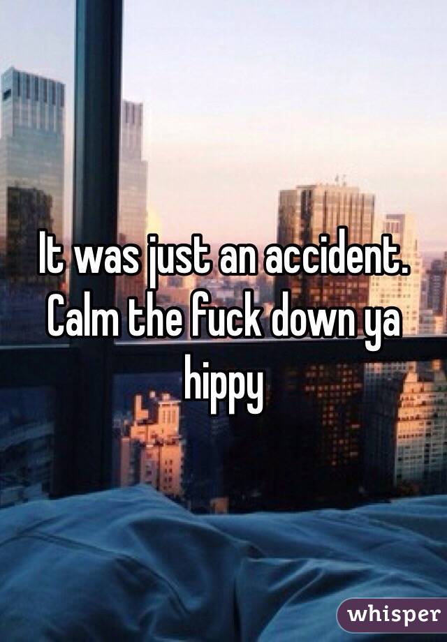 It was just an accident. Calm the fuck down ya hippy