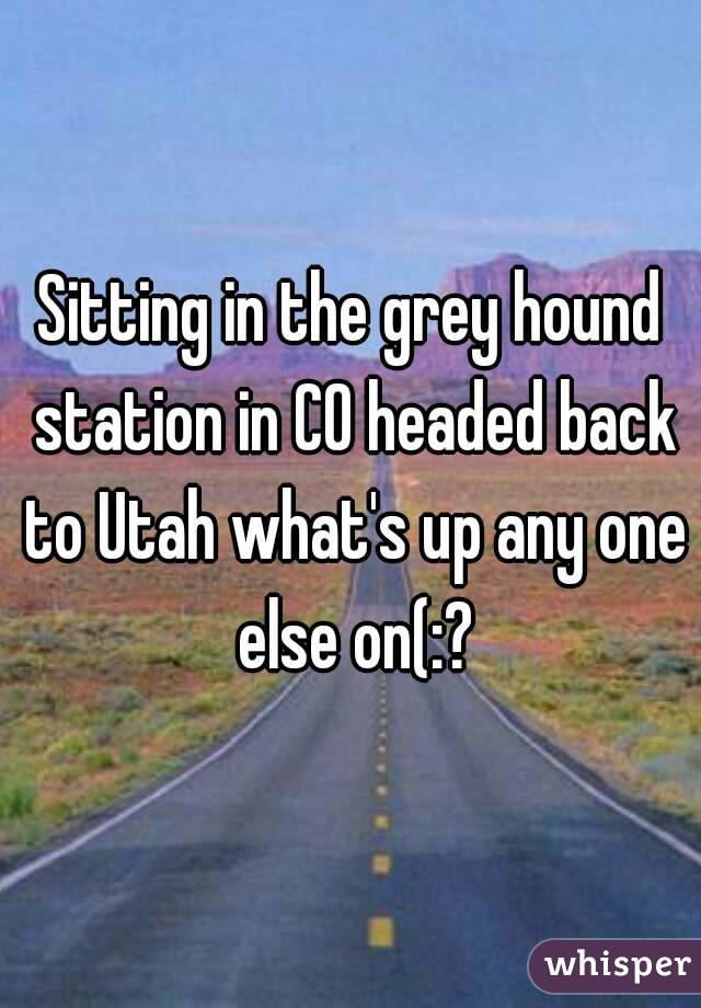 Sitting in the grey hound station in CO headed back to Utah what's up any one else on(:?