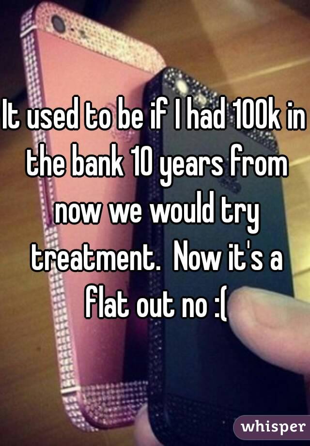 It used to be if I had 100k in the bank 10 years from now we would try treatment.  Now it's a flat out no :(