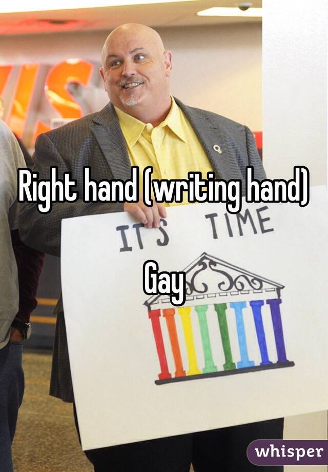 Right hand (writing hand)

Gay