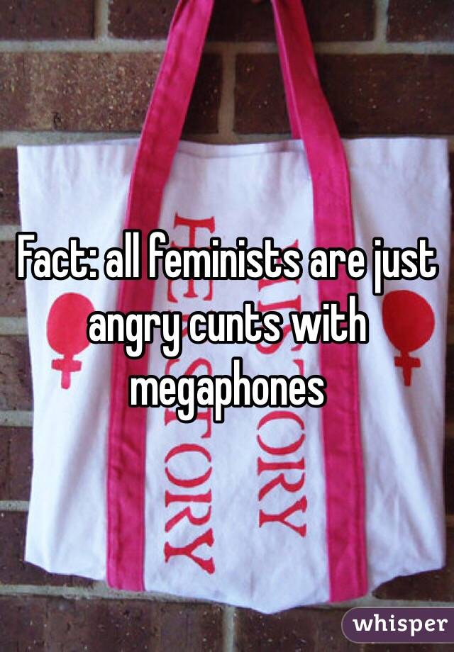 Fact: all feminists are just angry cunts with megaphones 