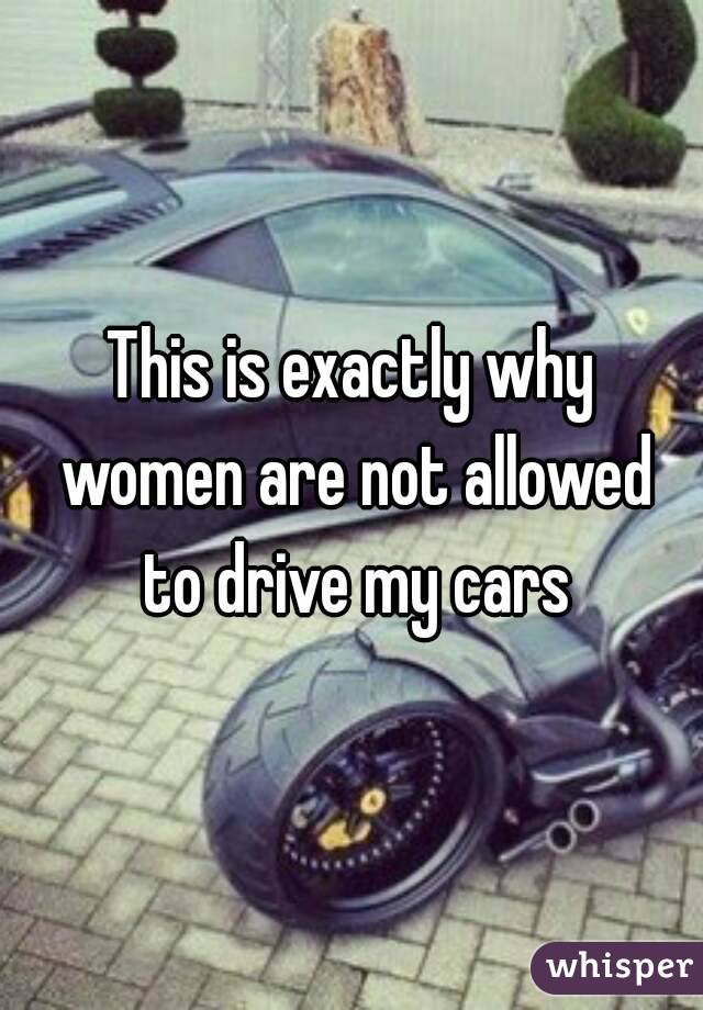 This is exactly why women are not allowed to drive my cars