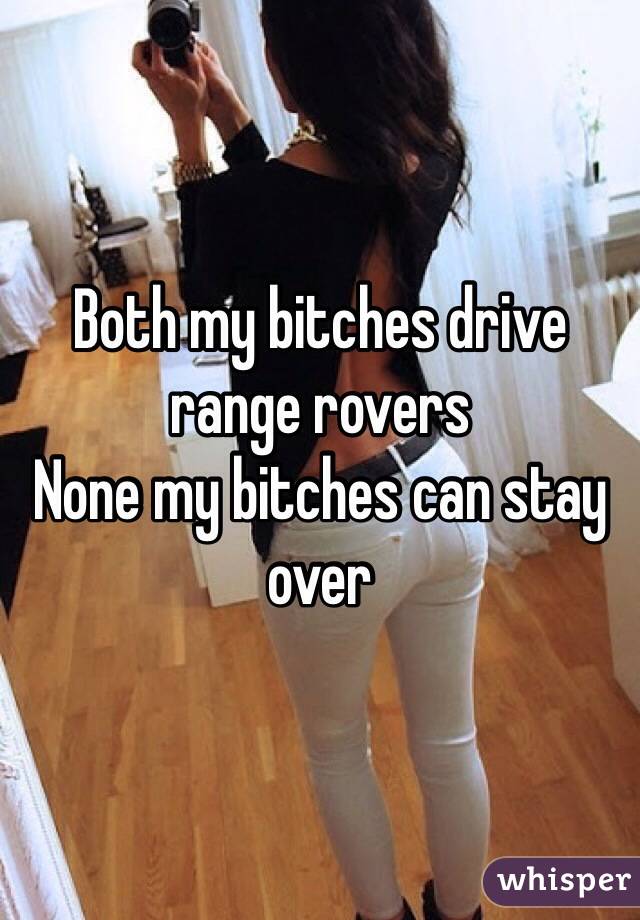Both my bitches drive range rovers 
None my bitches can stay over 