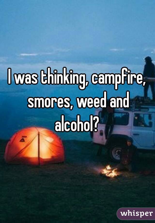 I was thinking, campfire, smores, weed and alcohol? 