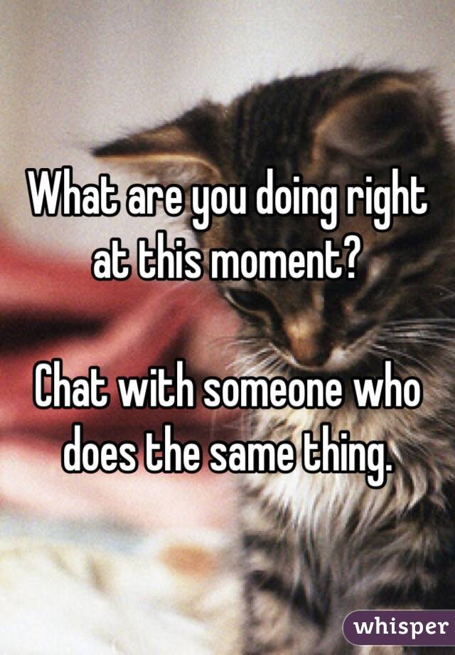 What are you doing right at this moment?

Chat with someone who does the same thing.