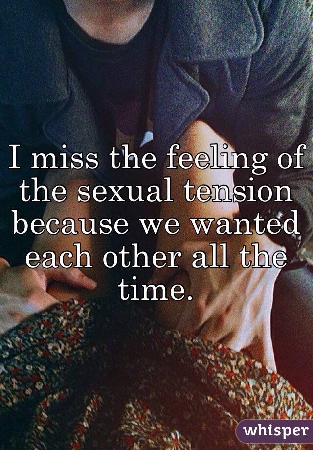 I miss the feeling of the sexual tension because we wanted each other all the time. 