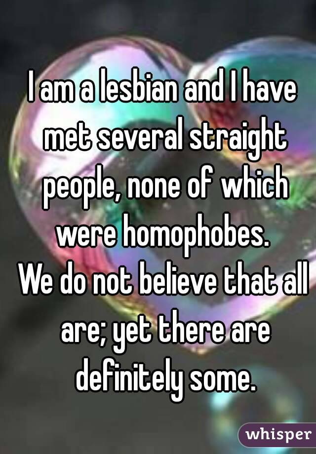 I am a lesbian and I have met several straight people, none of which were homophobes. 
We do not believe that all are; yet there are definitely some.