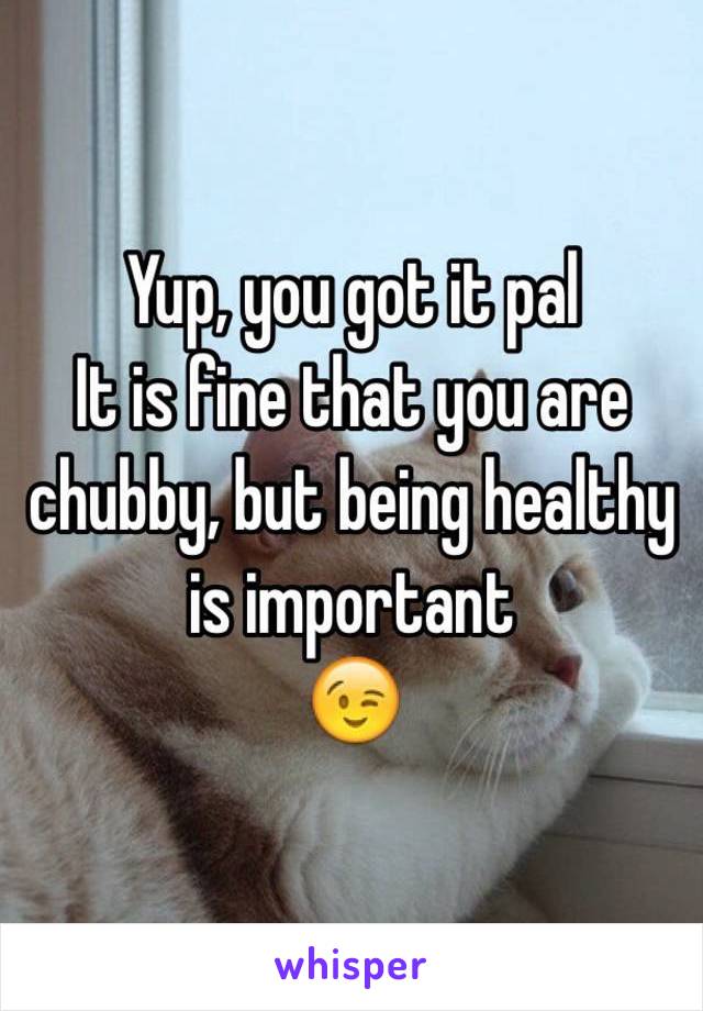 Yup, you got it pal
It is fine that you are chubby, but being healthy is important 
😉