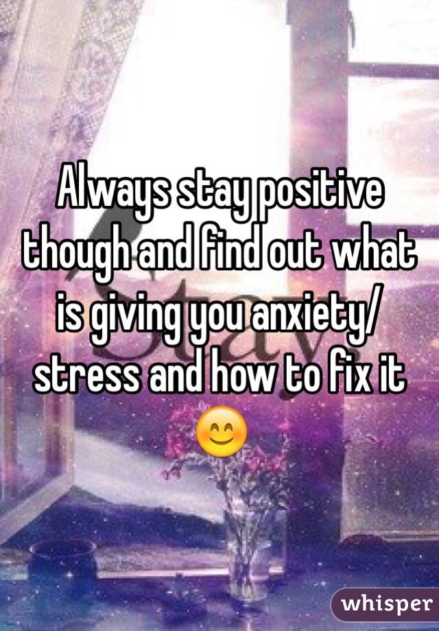 Always stay positive though and find out what is giving you anxiety/stress and how to fix it 😊