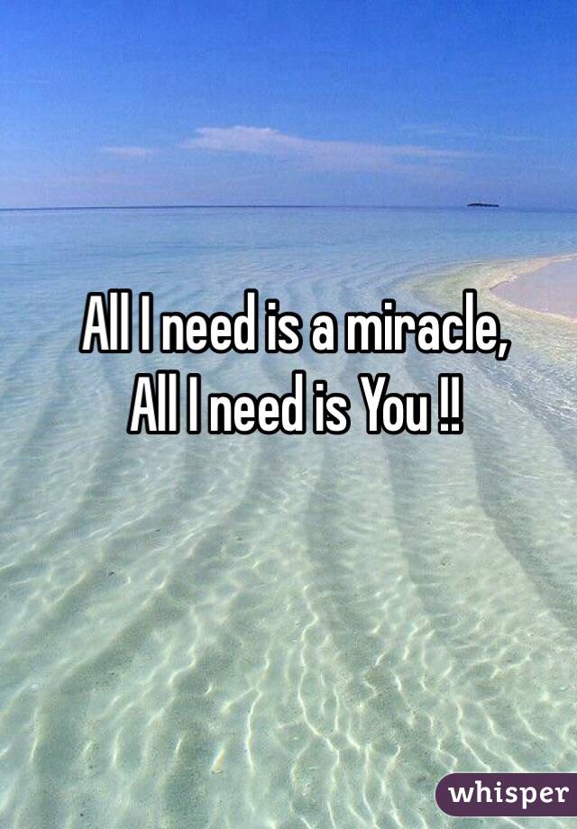 All I need is a miracle,
All I need is You !!