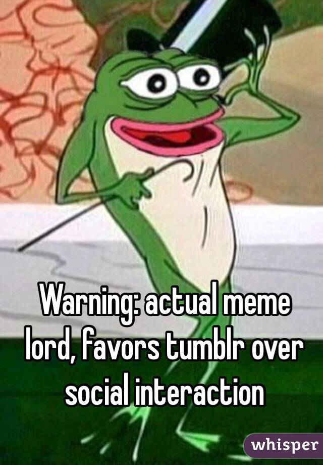 Warning: actual meme lord, favors tumblr over social interaction 