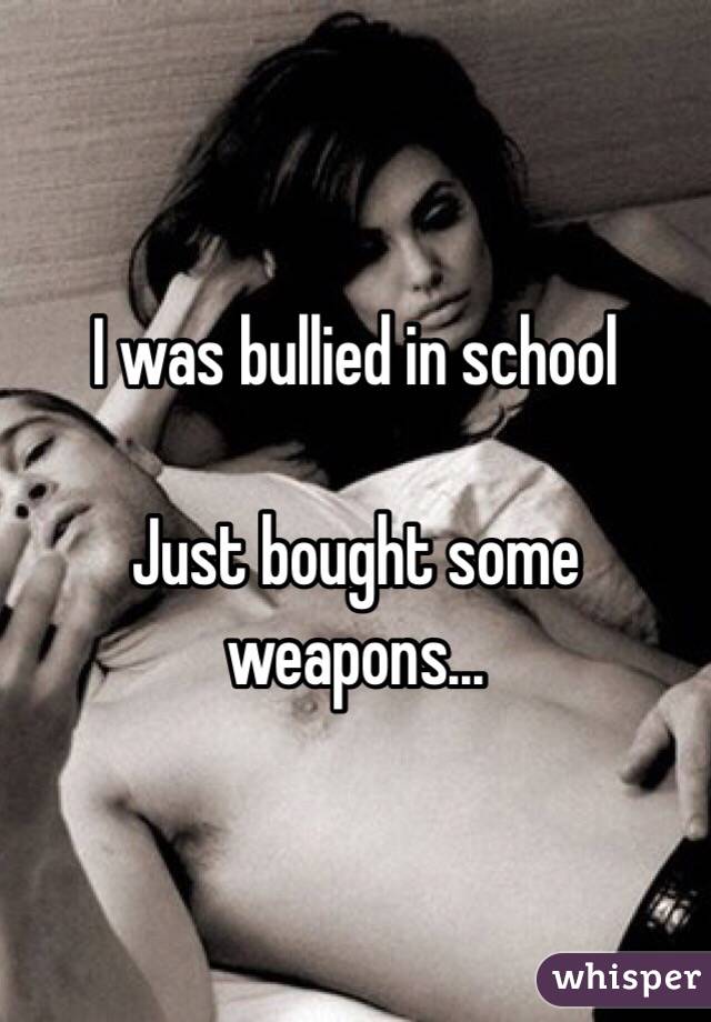 I was bullied in school

Just bought some weapons...
