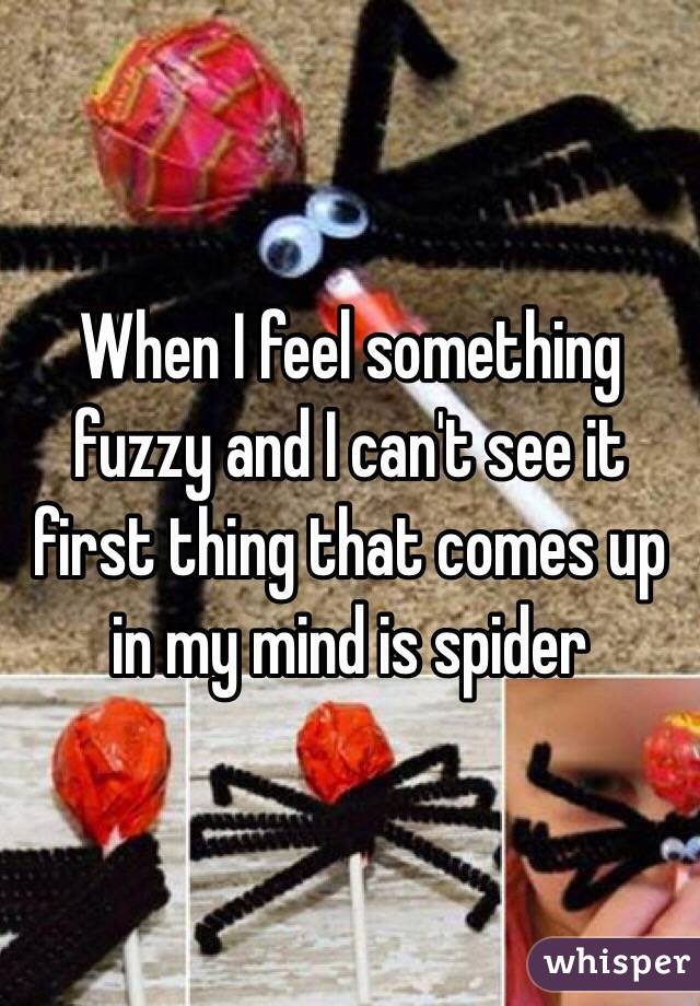 When I feel something fuzzy and I can't see it first thing that comes up in my mind is spider 