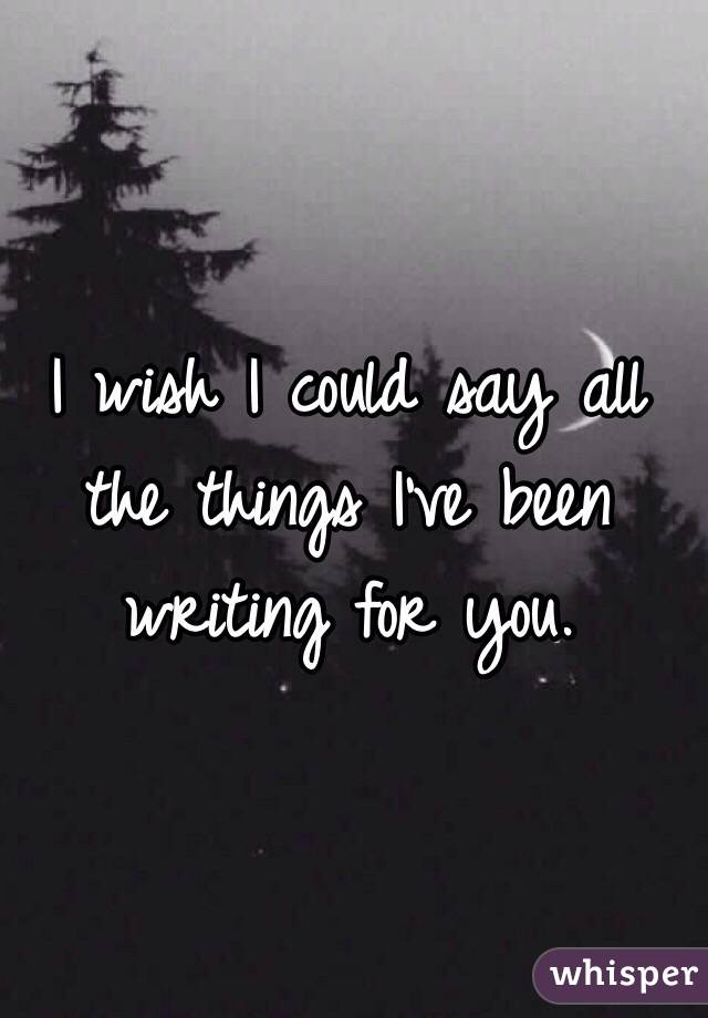 I wish I could say all the things I've been writing for you. 