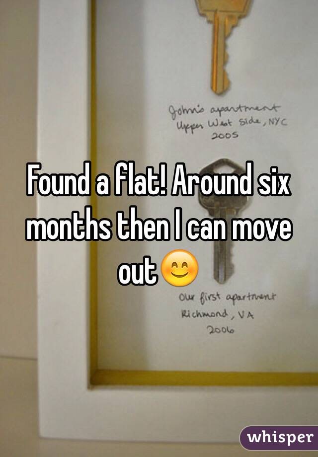 Found a flat! Around six months then I can move out😊