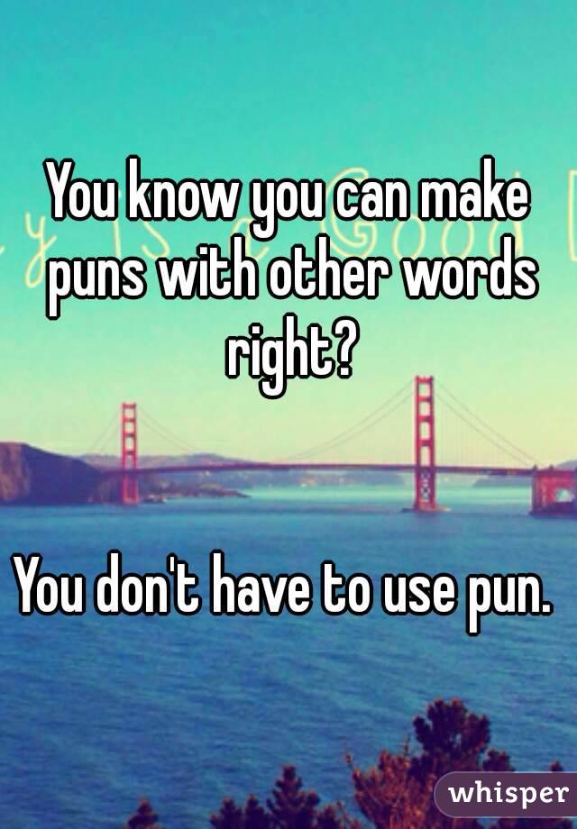You know you can make puns with other words right?


You don't have to use pun. 