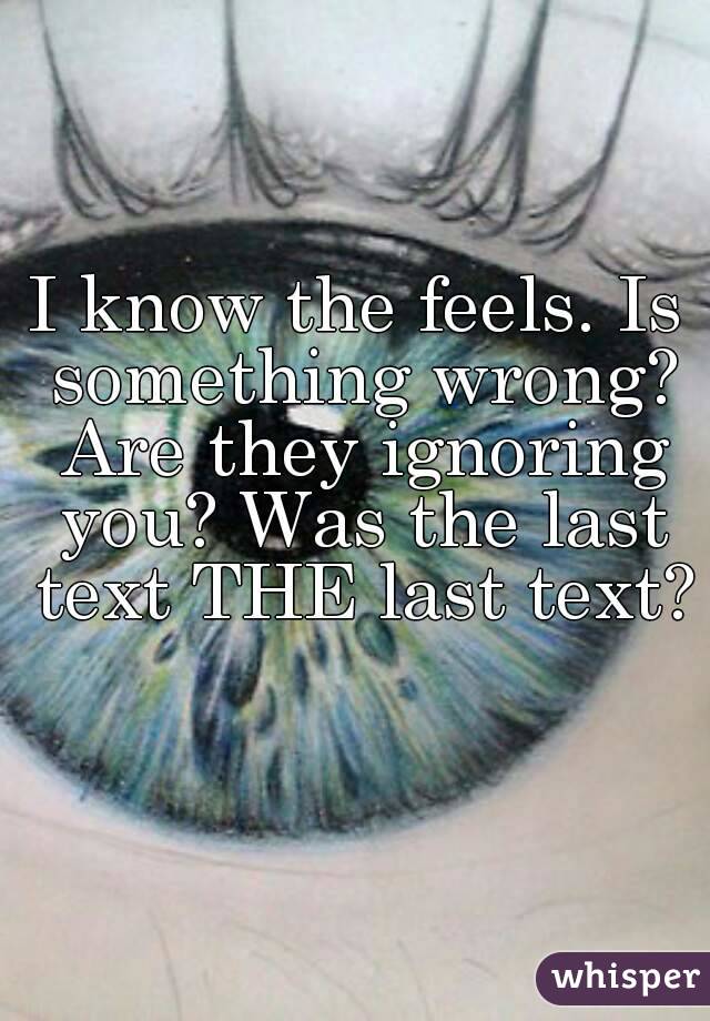 I know the feels. Is something wrong? Are they ignoring you? Was the last text THE last text? 