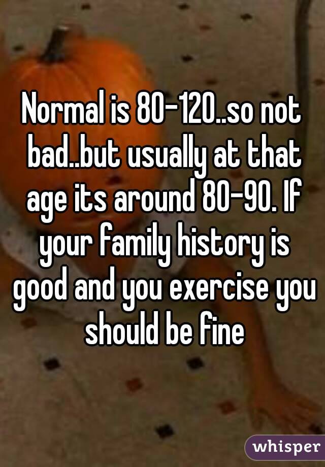 Normal is 80-120..so not bad..but usually at that age its around 80-90. If your family history is good and you exercise you should be fine