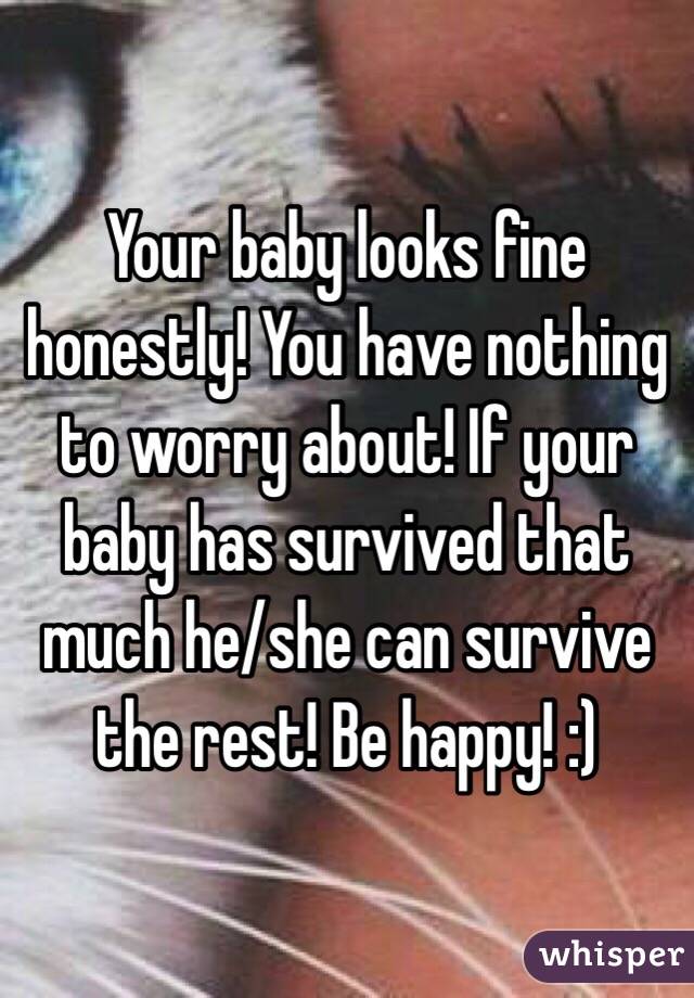 Your baby looks fine honestly! You have nothing to worry about! If your baby has survived that much he/she can survive the rest! Be happy! :)