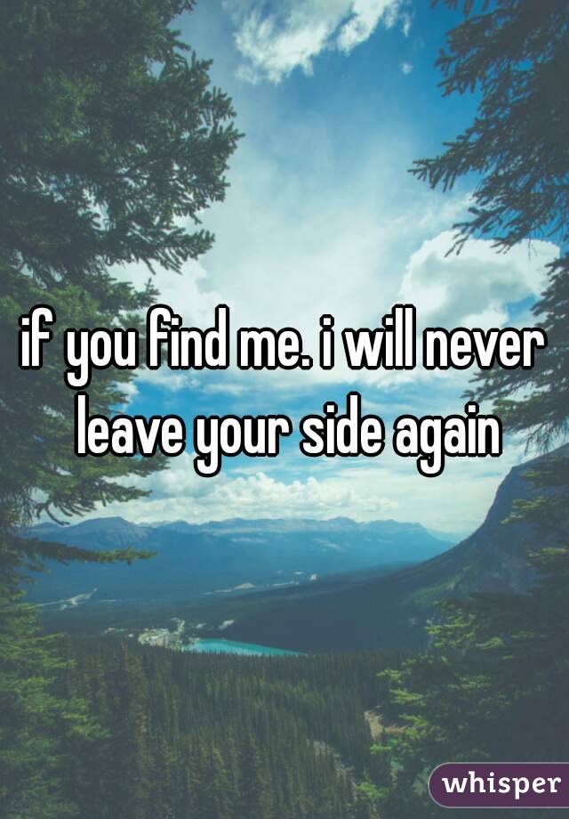 if you find me. i will never leave your side again