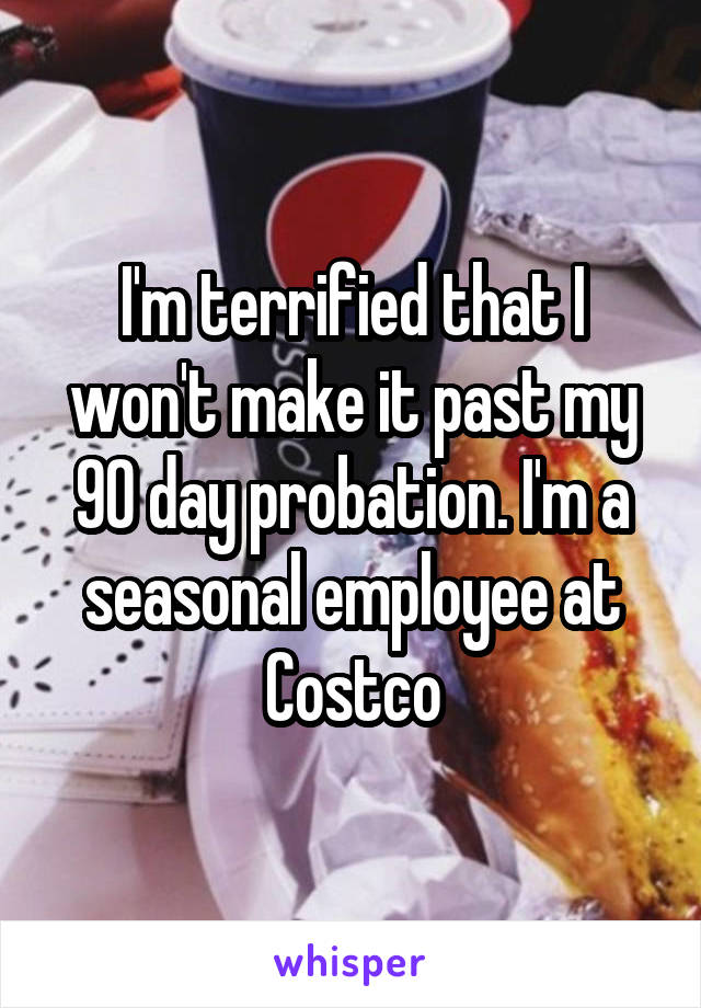I'm terrified that I won't make it past my 90 day probation. I'm a seasonal employee at Costco