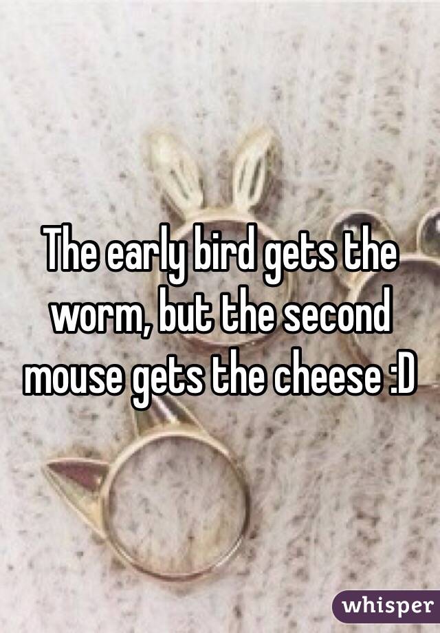 The early bird gets the worm, but the second mouse gets the cheese :D
