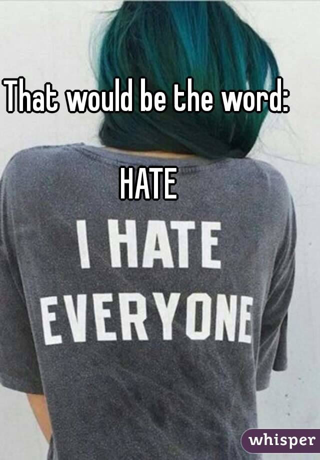 That would be the word: 

HATE