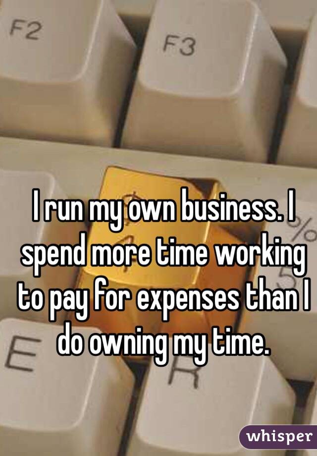 I run my own business. I spend more time working to pay for expenses than I do owning my time.