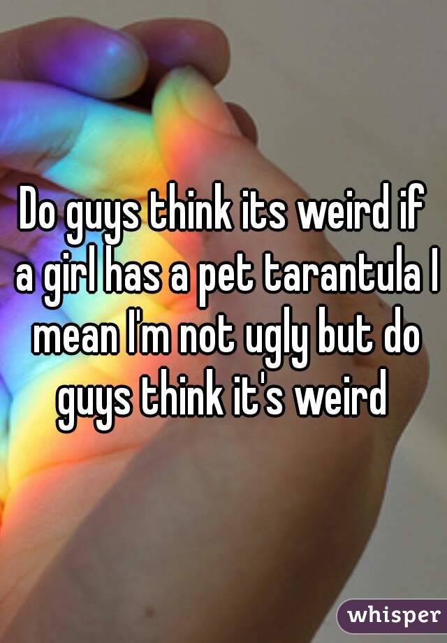 Do guys think its weird if a girl has a pet tarantula I mean I'm not ugly but do guys think it's weird 