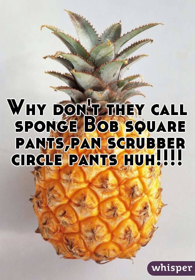 Why don't they call sponge Bob square pants,pan scrubber circle pants huh!!!!😂