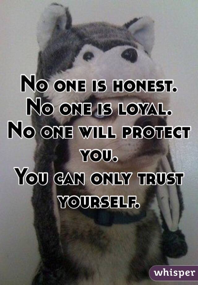 No one is honest.
No one is loyal.
No one will protect you.
You can only trust yourself.