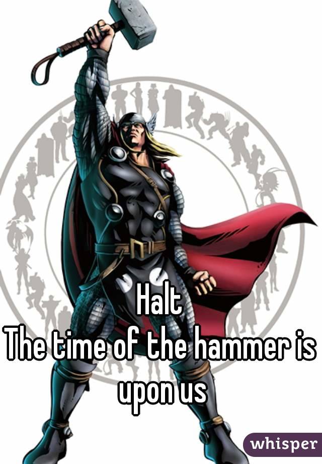 Halt
The time of the hammer is upon us