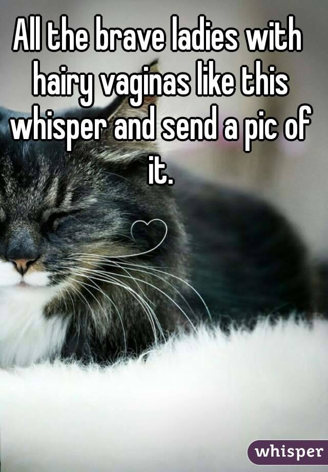 All the brave ladies with hairy vaginas like this whisper and send a pic of it.