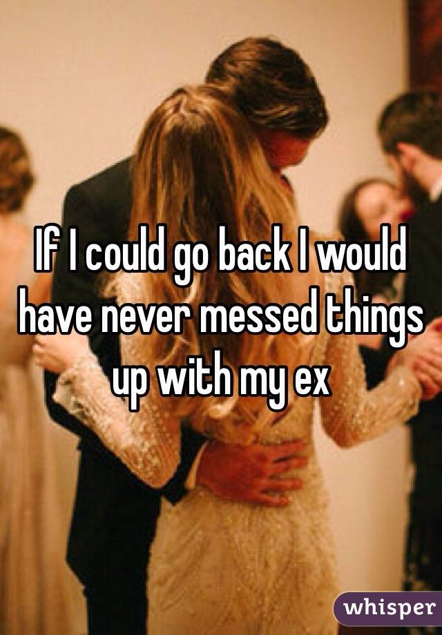 If I could go back I would have never messed things up with my ex