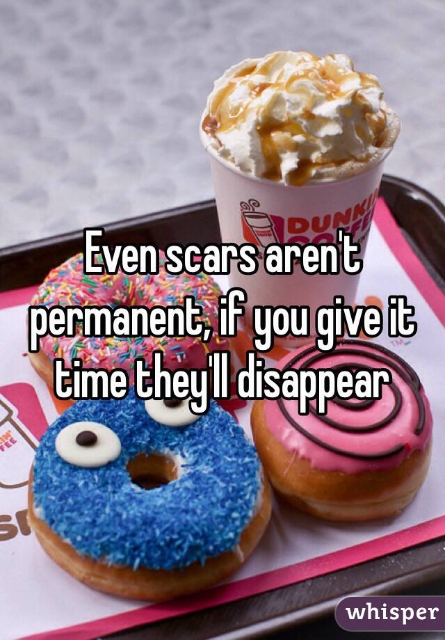 Even scars aren't permanent, if you give it time they'll disappear 