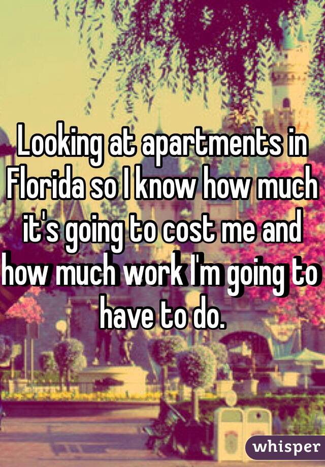 Looking at apartments in Florida so I know how much it's going to cost me and how much work I'm going to have to do. 