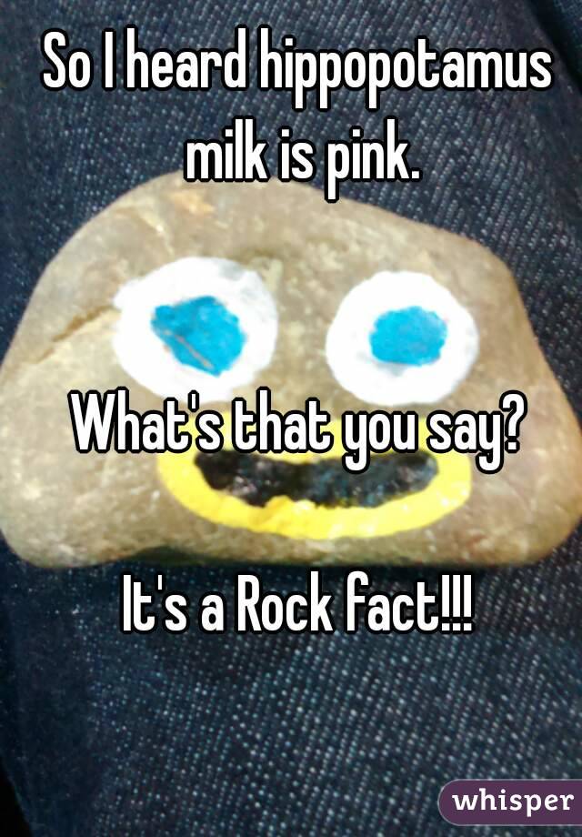 So I heard hippopotamus milk is pink.


What's that you say?

It's a Rock fact!!!