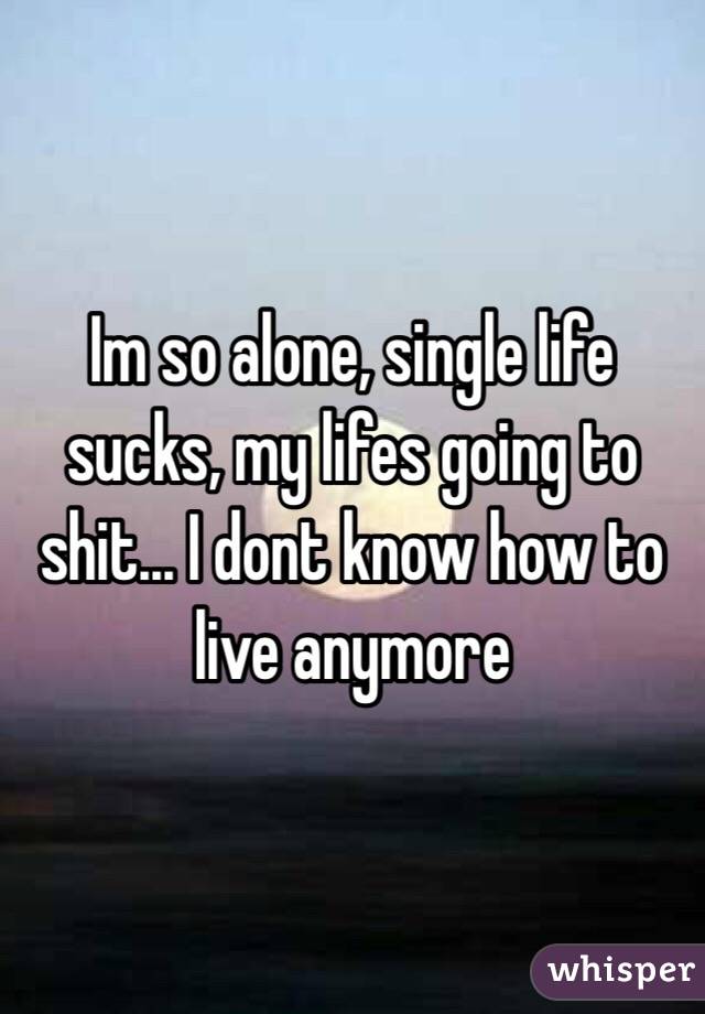 Im so alone, single life sucks, my lifes going to shit... I dont know how to live anymore 