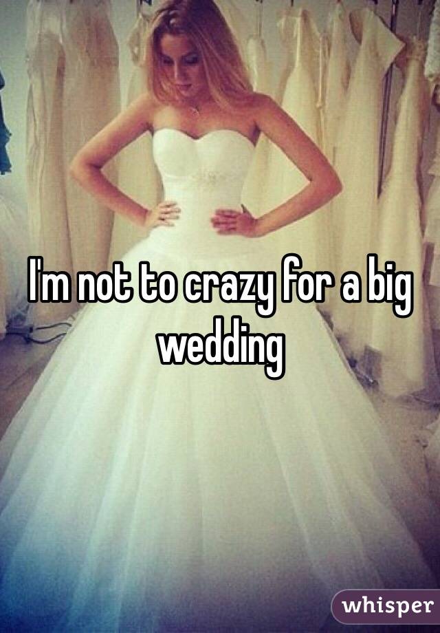 I'm not to crazy for a big wedding 