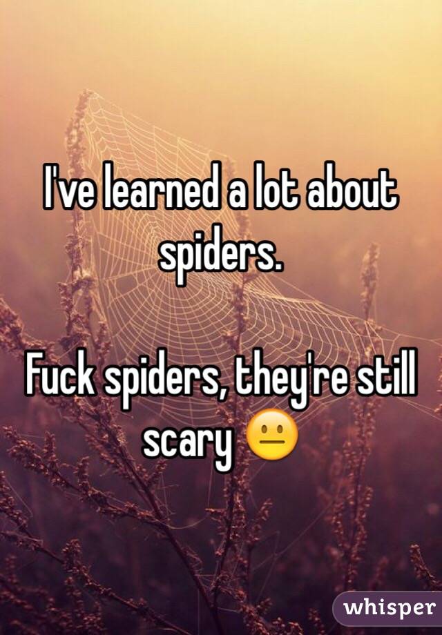 I've learned a lot about spiders. 

Fuck spiders, they're still scary 😐