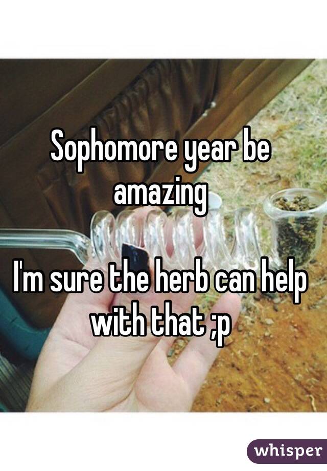 Sophomore year be amazing

I'm sure the herb can help with that ;p