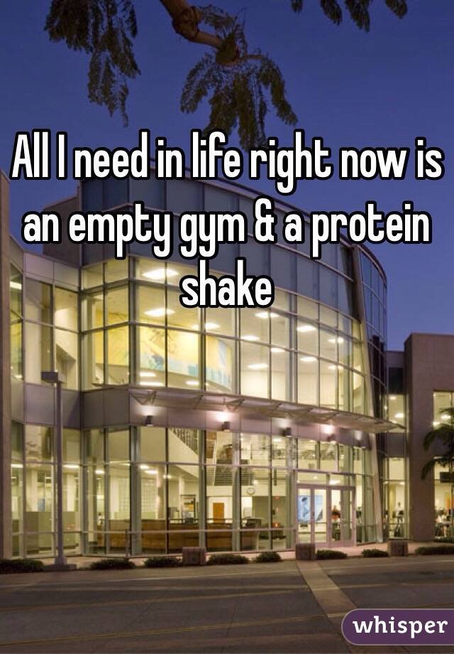 All I need in life right now is an empty gym & a protein shake 