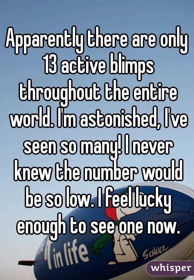 Apparently there are only 13 active blimps throughout the entire world. I'm astonished, I've seen so many! I never knew the number would be so low. I feel lucky enough to see one now.