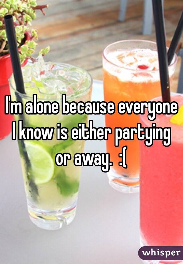 I'm alone because everyone I know is either partying or away.  :(