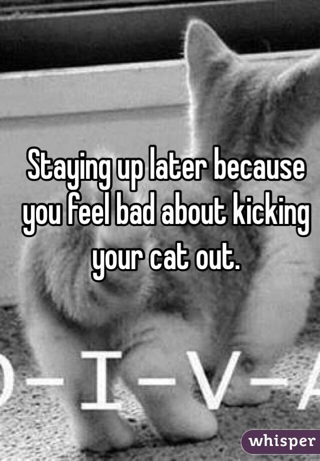 Staying up later because you feel bad about kicking your cat out. 