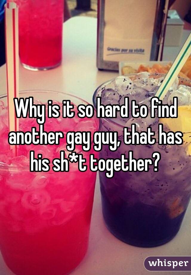 Why is it so hard to find another gay guy, that has his sh*t together?