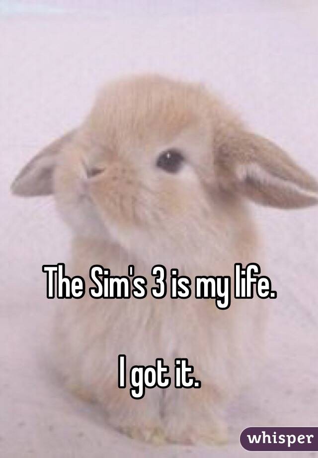 The Sim's 3 is my life.

I got it.