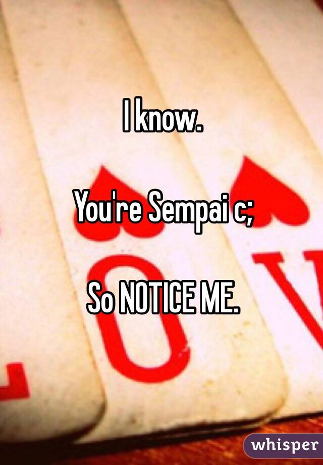 I know.

You're Sempai c;

So NOTICE ME.